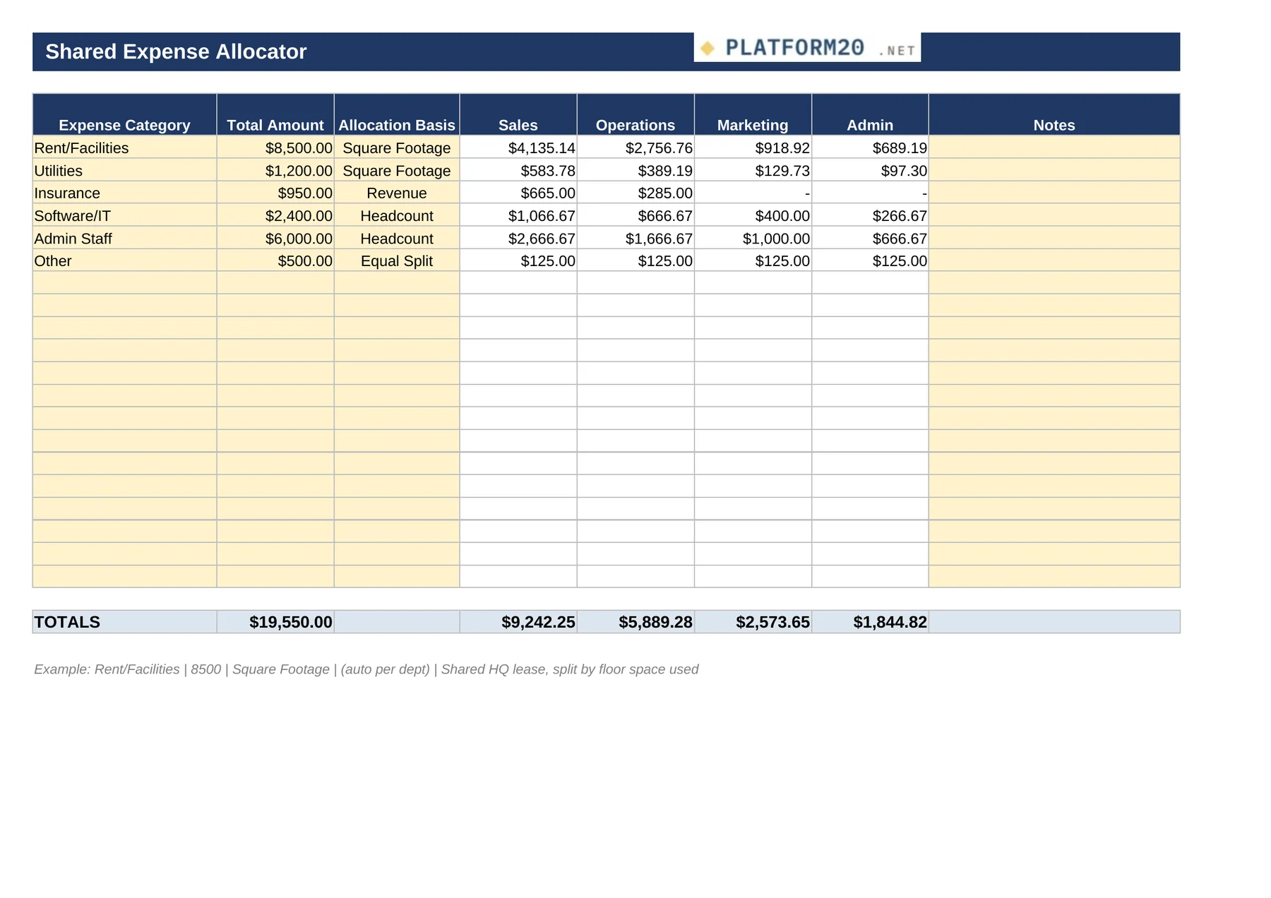 The Multi-Department Cost Allocator — Expense Allocator